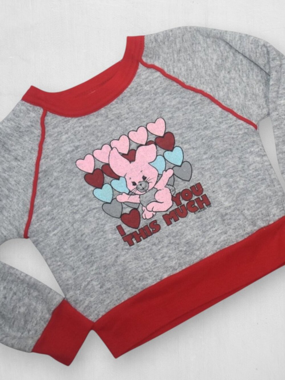 Vintage 80s Toddler Sweatshirt Jog Tog Bunny Hearts 3T